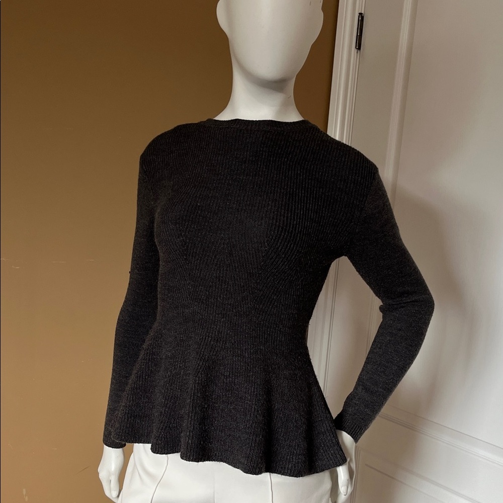 Suzy Shier Black Peplum Knit Long-Sleeve Top